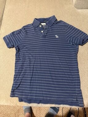 Abercrombie & Fitch Navy Striped Polo